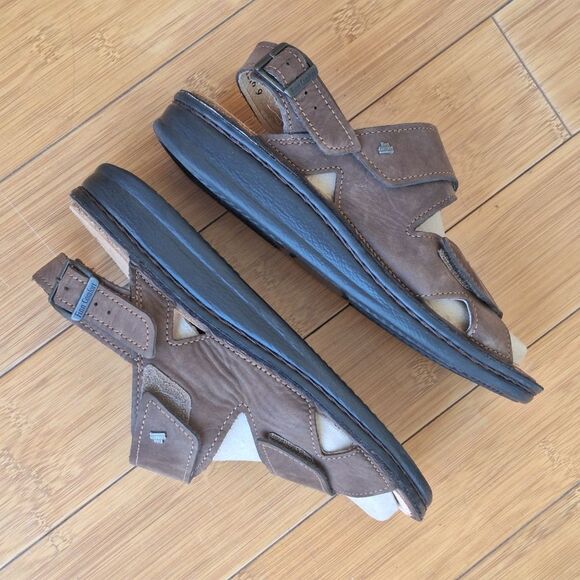 Finn Comfort Toro-Soft Men's 9 Oxide Brown Leather Sandals Adjustable Straps 42 - Picture 3 of 14